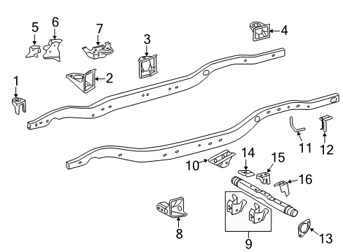 2016 Lexus LX570 Frame & Components Cab Mount Bracket Diagram for 51707-60100