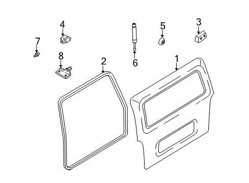 2005 Hyundai Santa Fe Back Glass Bracket Assembly-TAILGATE LIFTER, LH Diagram for 81785-26000