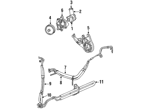 1996 Ford Windstar P/S Pump & Hoses, Steering Gear & Linkage Upper Pressure Hose Diagram for F78Z-3A719-HA