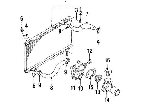 1997 Chrysler Sebring Radiator & Components Part Diagram for 4667515
