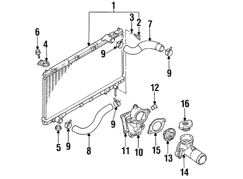 1997 Chrysler Sebring Radiator & Components Cap Diagram for 4495805