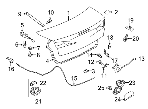 2014 Mitsubishi Lancer Trunk Washer-GEARSHIFT Control Link Diagram for MF450153