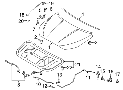 2021 Hyundai Veloster N Hood & Components Pad-Hood Insulating Diagram for 81125-J3000