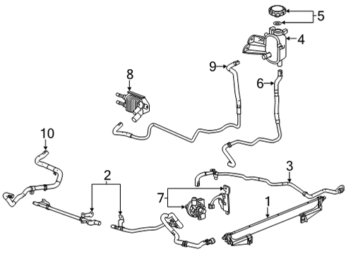 2021 Chevrolet Silverado 3500 HD Radiator & Components Cooler Line Diagram for 84678747