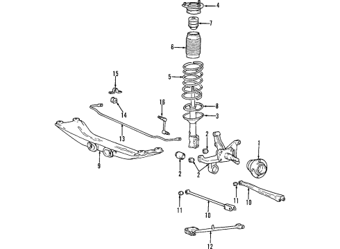 1997 Hyundai Tiburon Rear Suspension Components, Lower Control Arm, Stabilizer Bar Strut & Bumper Assembly-Rear, LH Diagram for 55350-27300