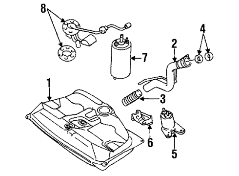 1991 Toyota Corolla Fuel Supply Pipe Sub-Assy, Fuel Tank Inlet Diagram for 77201-12340