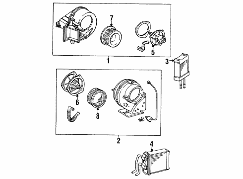 1988 Toyota Van Heater Components Heater Assembly Diagram for 87150-28160