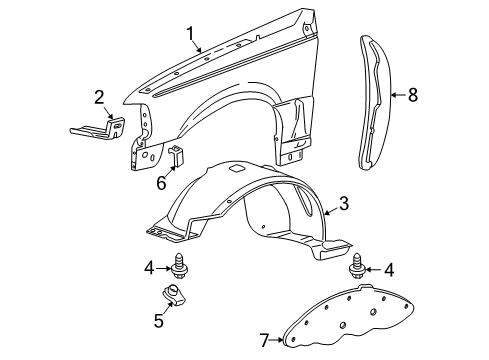 2006 Ford Ranger Fender & Components Fender Diagram for 5L5Z-16005-A