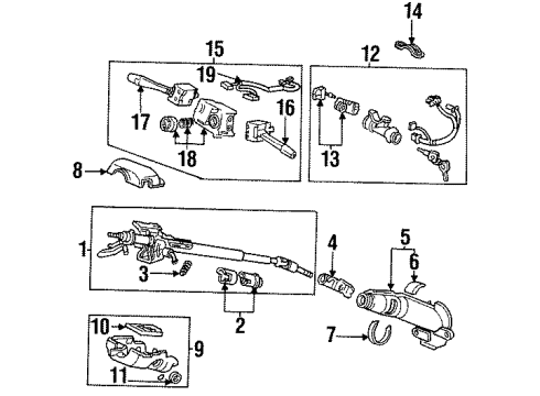 1995 Honda Accord Steering Column, Steering Wheel & Trim Switch Assembly, Combination Diagram for 35250-SV4-A51