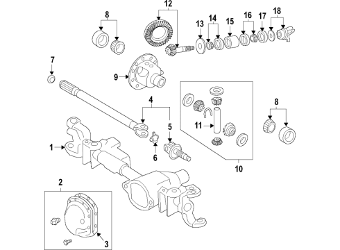 2019 Ram 3500 Front Axle, Differential, Propeller Shaft Stub Diagram for 68449660AA