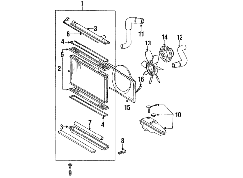 1991 Lexus LS400 Radiator & Components Fan & Alternator V Belt Diagram for 90916-02586