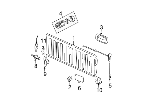 2012 Chevrolet Colorado Tail Gate Handle Diagram for 25801998