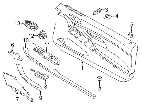 2013 BMW 640i Front Door Front Left Driver Door Window Mirror Switch Diagram for 61319253182