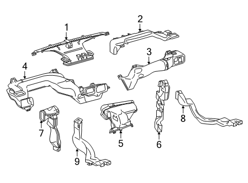 2014 Scion iQ Ducts Heater Duct Diagram for 55085-74010