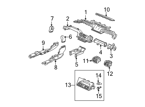 2004 Acura TL Ducts Outlet Assembly, Passenger (Graphite Black) Diagram for 77630-SEP-A01ZA