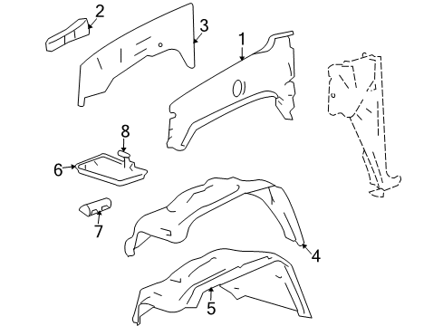 2006 Hummer H2 Inner Components - Fender Upper Rail Diagram for 88980592