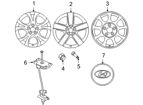 2009 Hyundai Veracruz Wheels, Covers & Trim Wheel Rim Diagram for 52910-3J250