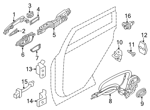 2022 INFINITI QX80 Lock & Hardware Link Assy-Check, Rear Door LH Diagram for 82431-1LA3A