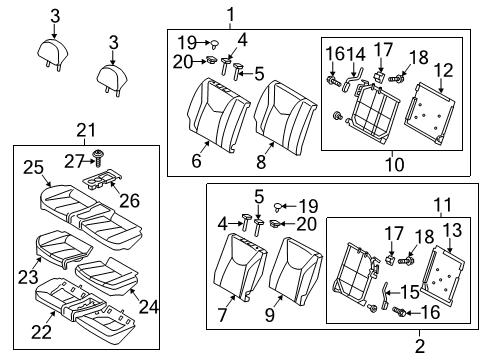 2013 Hyundai Veloster Rear Seat Screw-Tapping Diagram for 12497-05103