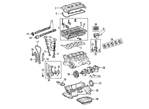 2002 Toyota Prius Engine Parts, Mounts, Cylinder Head & Valves, Camshaft & Timing, Oil Pan, Oil Pump, Crankshaft & Bearings, Pistons, Rings & Bearings Overhaul Gasket Set Diagram for 04111-21091