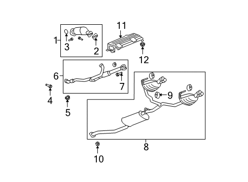 2008 GMC Acadia Exhaust Components Converter & Pipe Diagram for 15118654