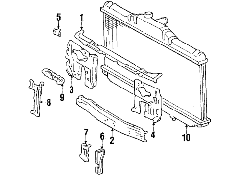 1991 Toyota Camry Radiator & Components, Radiator Support Radiator Assembly Upper Bracket Diagram for 16533-74110