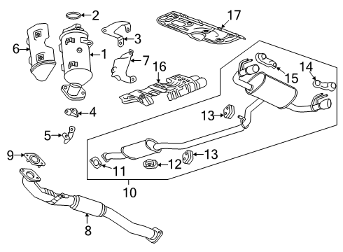 2021 Chevrolet Blazer Exhaust Components Muffler Diagram for 84779201