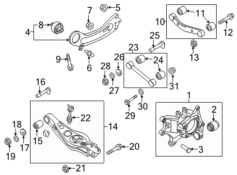2018 Kia Sorento Rear Suspension Components, Lower Control Arm, Upper Control Arm, Stabilizer Bar Bushing Diagram for 55118C5000