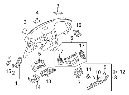 2015 Infiniti QX70 Cluster & Switches, Instrument Panel Lid-Cluster Diagram for 68240-1CA0A