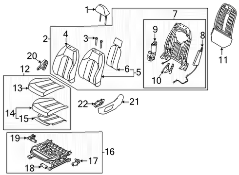 2022 Hyundai Sonata Driver Seat Components Pad Assembly-Front Seat Cushion, LH Diagram for 88150-L0000