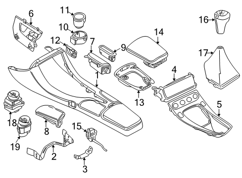 2000 BMW Z8 Front Console Leather Shifter Boot Diagram for 25117504347