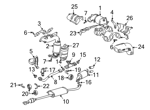 2005 Lexus RX330 Exhaust Manifold Exhaust Manifold Converter Sub-Assembly, No.2 Diagram for 25052-20190