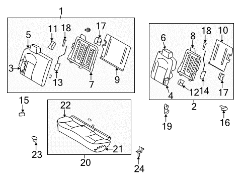 2014 Nissan Rogue Select Rear Seat Components Cover-Striker, Rear Seat Diagram for 88643-JM00A