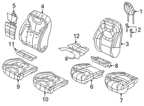 2014 Jeep Cherokee Front Seat Components Front Seat Cushion Cover Diagram for 5VF68DX9AD