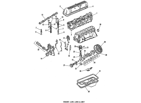 1984 Nissan Maxima Engine Parts, Mounts, Cylinder Head & Valves, Camshaft & Timing, Oil Pan, Oil Pump, Crankshaft & Bearings, Pistons, Rings & Bearings Engine Mounting Insulator, Rear Diagram for 11320-W1001
