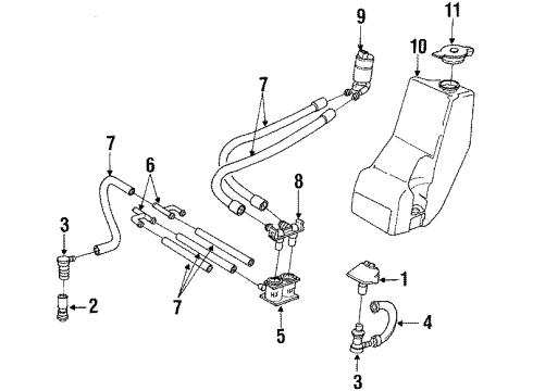1992 BMW 525i Headlamp Washers/Wipers Washer Fluid Reservoir Diagram for 61678359046