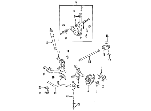 1994 Honda Passport Front Suspension Components, Lower Control Arm, Upper Control Arm, Stabilizer Bar, Torsion Bar, Locking Hub Bushing, Rubber Diagram for 8-94419-403-0