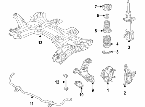 2022 Jeep Compass Front Suspension Components, Lower Control Arm, Stabilizer Bar FRONT Diagram for 68299023AE