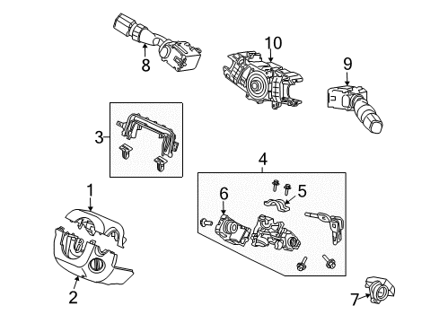 2010 Acura TSX Switches Lock Assembly, Steering Diagram for 06351-TL0-951