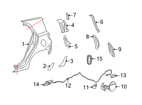 2010 Scion xD Quarter Panel & Components Lock Diagram for 77350-52160