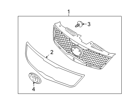2010 Kia Forte Grille & Components Cr Piece1-Radiator Diagram for 863531M010