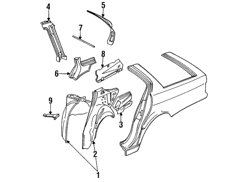 1994 BMW 530i Inner Components - Quarter Panel Bracket Pressure Accumulator Left Diagram for 41121954679