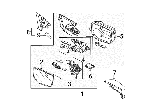 2012 Honda Accord Mirrors Mirror Assembly, Driver Side (R.C.) (Flat) Diagram for 76258-TA5-A01