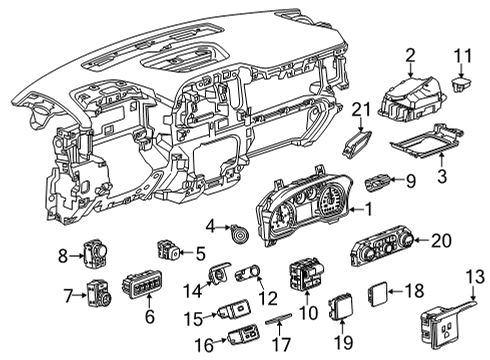 2021 GMC Sierra 3500 HD Automatic Temperature Controls Instrument Cluster Diagram for 84960253