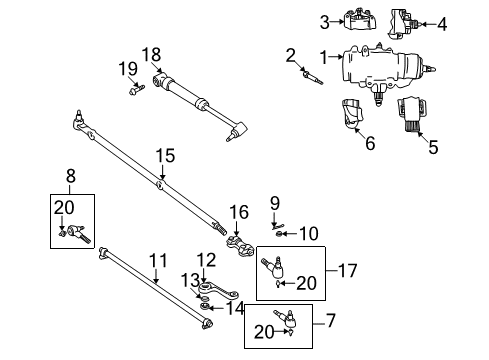 1997 Jeep Wrangler P/S Pump & Hoses, Steering Gear & Linkage Nut-Steering Gear Arm Diagram for J3200501