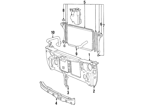 1993 Chrysler LeBaron Radiator & Components, Radiator Support Bottle-Rad Crs Diagram for 4682005