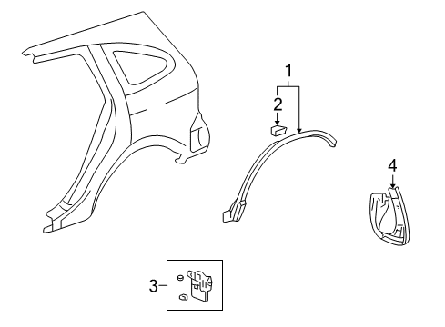 2010 Honda CR-V Exterior Trim - Quarter Panel Strake, R. RR. Diagram for 74475-SWA-A00