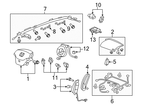 2008 Honda CR-V Air Bag Components Holder, L. Module Diagram for 81560-SNA-A01