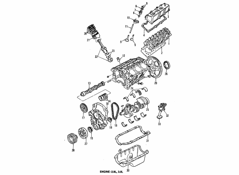 1992 Ford Ranger Engine Parts, Mounts, Cylinder Head & Valves, Camshaft & Timing, Oil Pan, Oil Pump, Crankshaft & Bearings, Pistons, Rings & Bearings Valves Diagram for F4DZ-6507-A