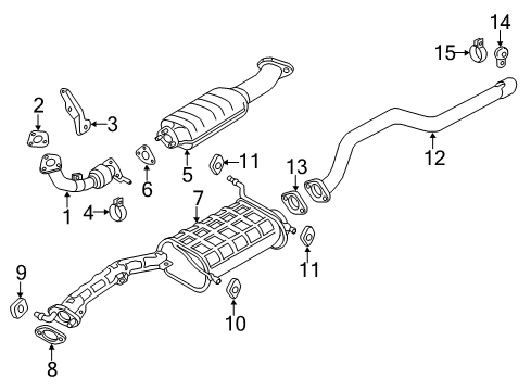 2002 Kia Sportage Exhaust Components Pipe & Catalyst Converter Assembly Diagram for 0K08C40050